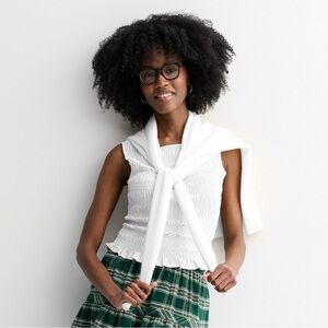 Pink Republic Textured Shirred Tank Top